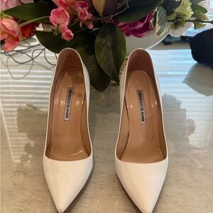 Manolo Blahnik White Patent Leather Heels